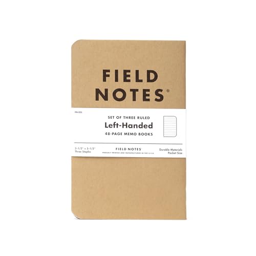 Field Notes: Original Kraft 3-Pack - Left-Handed - Ruled Paper Memo Books - Lined 48 Page Pocket Notebooks - 3.5" x 5.5"