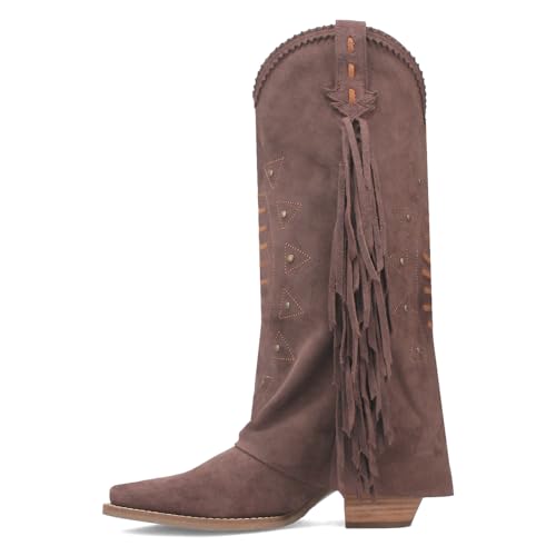 Dingo Women's Spirit Trail Studded Embroidered Fringe Snip Toe P Fashion Boot3