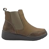mysoft - 25M514 Botines Chelsea Mujer – Nobuk y Piel Sintética, Plantilla Memory Foam Extraíble, Cierre con Cremallera, Cuña 4 cm, Calzado Cómodo y Ligero para el Día a Día MUJER color: TAUPE talla: