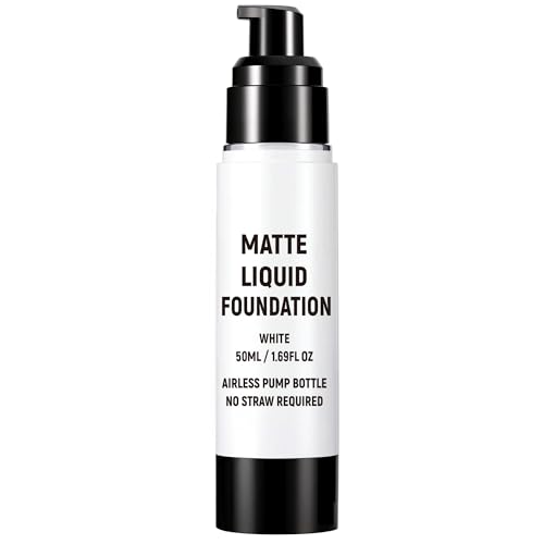 DALVGFN White Face Paint, Liquid Makeup Foundation, Flawless Cream Goth Makeup, Full Coverage Demi Matte Finish, Professional Body Paint For Halloween Cosplay, Clown, Skeleton, Joker, Mime SFX Make up