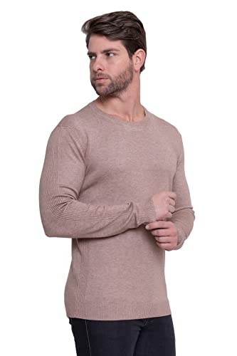 Suéter, Blusa de lã de fibra acrílica com Nylon, confortável, quente e elástico (GG, Bege)