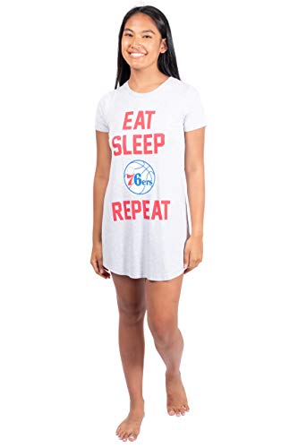 Ultra Game NBA Philadelphia 76ers Womens Super Soft Sleepwear Pajama Loungewear Tee Shirt Nightgown, Heather Gray, Medium