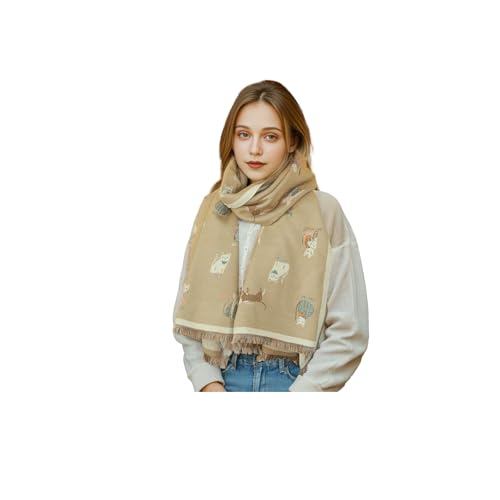 Sumato Scarf for Women Fall Winter Shawl Wraps Long Women Scarves Warm Soft Cashmere Feel Classic Cat Style