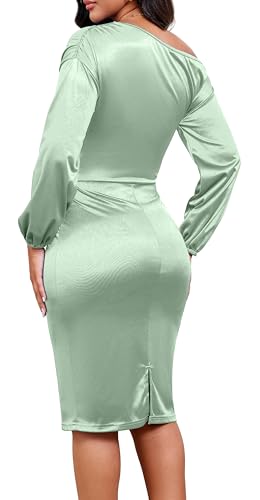 Image of Yiershu Women's Fall Off Shoulder Bodycon Dress Elegant Long Sleeve