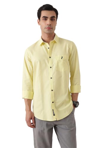 Image of Thomas Scott Men Premium Slim Fit Solid Cotton Twill Full Sleeve Shirt
