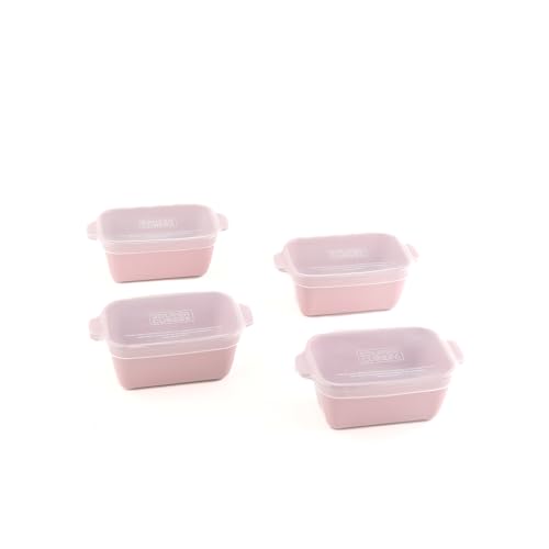 Image of Souper Cubes Ceramic Baking Dishes 2.0-5 inch x 3 inch Small Casserole Dishes for Oven with Silicone Lids, Oven, Microwave and Air Fryer Safe,USA Made, Set of 4 - Cotton Candy