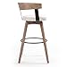 Glamour Home Beck Beige Linen Fabric Bar Stool with Natural Wood Backrest and Legs