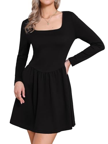Robe courte à manches longues pour femmes, style trapèze décontracté tendance 2025