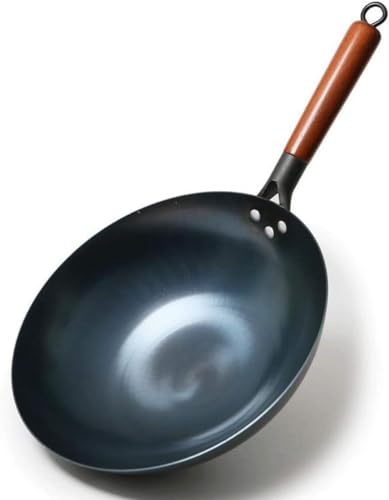 Wok con mango de madera 36 cm hierro fundido miniatura 1