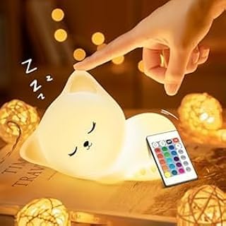 Night Light Kids, 16 Colors + Dimmable + Remote Baby Night Light, 1200mAh Battery Lamp, Cat Stuff Cute Stuff For Girls, Baby Girl Gift Cat Toys For Kids, Girls Bedroom Accessories Cute Room Decor