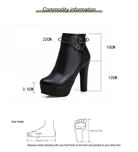 Women's Fashion Chelsea Boots Platform Block High Heel Buckle Strap Zipper Ankle Booties4