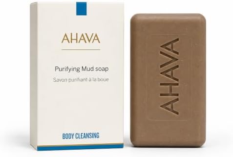 AHAVA Purifying Dead Sea Mud Soap - Face & Body Cleansing Bar to Purify the Skin, Enriched with Exclusive Mineral Blend of Dead Sea Osmoter and Dead Sea Mud, 3.4 Oz, (Packaging May Vary)