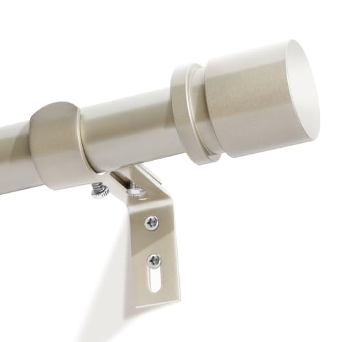 Image of Byondeth Curtain Rods for Windows 16 to 144 Inches Adjustable Length 1 Inch Diameter Window Curtain Rod with Aluminium End Cap, Brushed Nickel