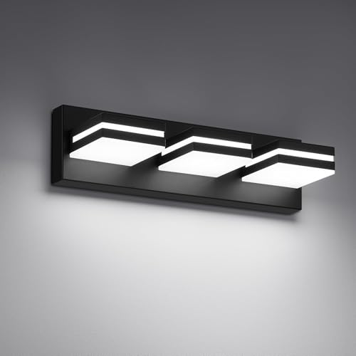 Image of Modern LED Small Black Acrylic Bathroom Lights Fixtures 3-Light