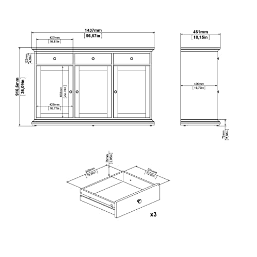 Tvilum Sonoma Sideboard With 3 Doors And 3 Drawers, White #TOP2