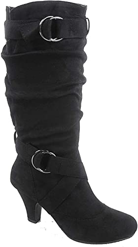 Forever Link Maggie-39 Women's Fashion Low Heel Zipper Slouchy Mid-Calf Boots Shoes