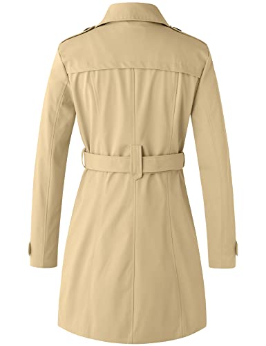 Wantdo Women's Casual Pea Coats Winter Long Trench Coat With Belt Khaki Medium #TOP1