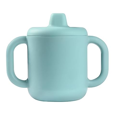 Beaba Silicone Training Cup, Baby Sippy Cup, Silicone Sippy Cup for Baby, Silicone Toddler Sippy Cup, Silicone Baby Cup Toddler Cups with Leakproof Lid, 5.5 oz (Rain) Cover