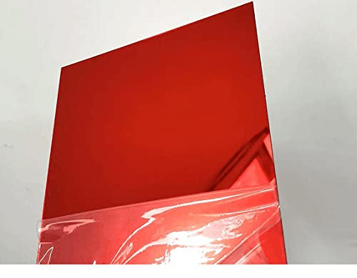 Image of Set of 2 Acrylic Sheet 1 /8 inch Red Mirror, Red Mirrored Acrylic Lucite Plexiglass Sheet (Actual Size 11.875 inch x 11.875 inch)