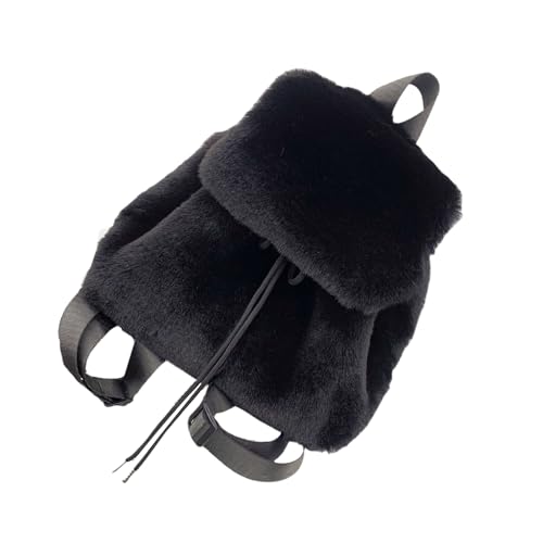 Sac bandoulière en peluche anti-perte avec rabat et cordon de serrage