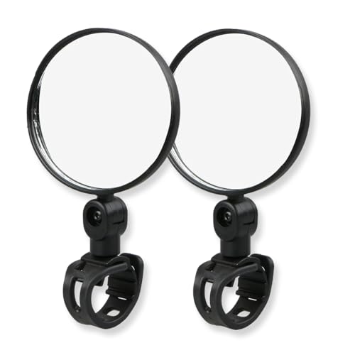 OUDQFCJ 2 piezas Espejo retrovisor HD giratorio 360°, Espejo convexo universal para bicicleta y scooter eléctrico, espejo manillar, bicicleta eléctrica, retrovisor patinete eléctrico (15 32mm)