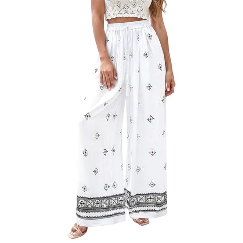 Pantalon plage transparent blanc jambes larges bas bikini taille haute