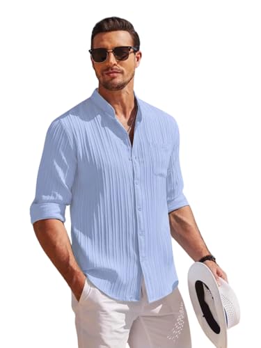 Image of Leriya Fashion Shirt for Man New |Textured Shirts for Men | Long Sleeve Button Down Shirt |Beach Holiday Trendy Evening & Vacation Outfit