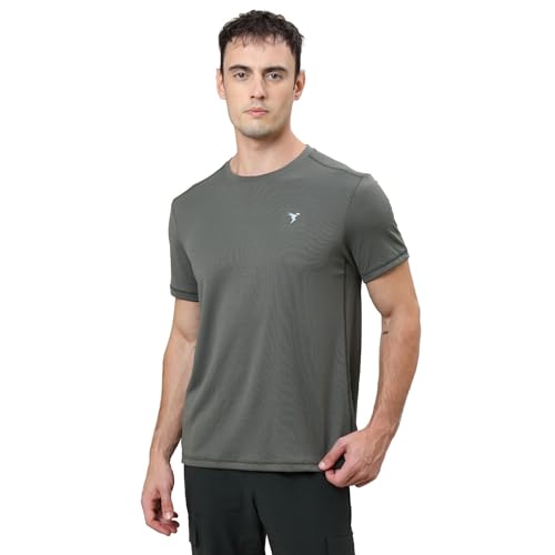 Image of TECHNOSPORT Men's Slim Fit Polyester Activewear Sports T-Shirt with Moisture-Wicking Comfort for Workout, Running & Gym