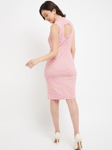 Image of Madame Shirt Collar Printed Fit and Flare Dress