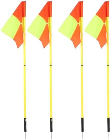 Jiawu Corner Flags Set for Soccer Field - 4 Flags, Storage Bag, 4 Two-Section 1.5m Poles - Training and Outdoor Equipment