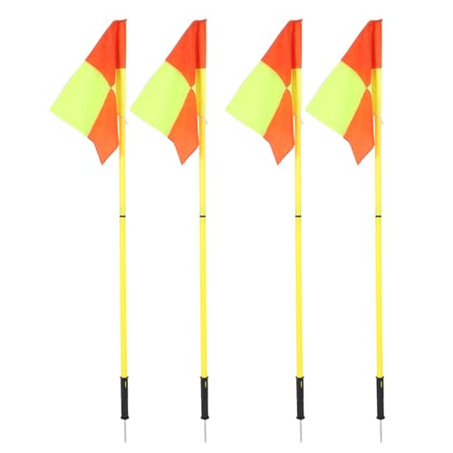 Fockety Bandiere da Calcio per Angolo, Set di 4 Pali da Calcio Portatili per agilità da 1,5 M e Bandiere per Angolo da Campo da Calcio con Custodia, Bandiere da Calcio, Pali da Calcio