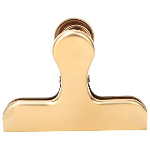 Fdit Notebook Clip, Brass Color Clip, Vintage Retro Clip Stainless Steel Bill Holder for Food Notebook Sealing Clips Accessory Office Supplies(Golden T Clip) Cover