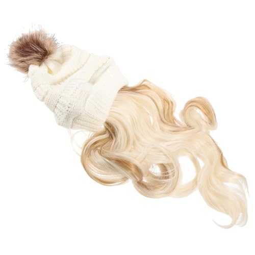 Bonnet avec cheveux longs bouclés pour masquer la perte de cheveux en hiver