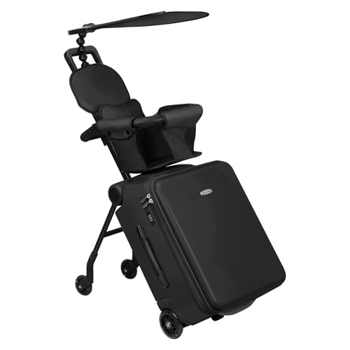 Image of LemoHome Expandable Luggage with Spinner Wheels,Large Suitcases with Child Seat Design,Hard Luggage for Women and Men,20 inch Hardside Carry on Luggage for Travel (Black visor)