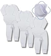 Kit Bebê Body e Calça Branco Liso Básico 6 peças - 3 Bodies e 3 Calças de Suedine Fio 40/1 Pentea...