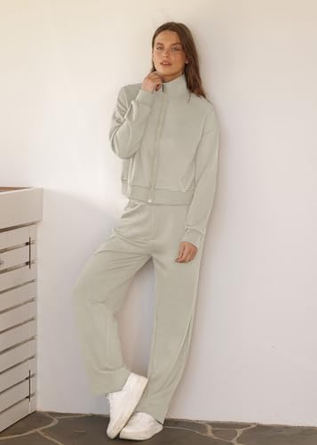 Image of XIEERDUO Lounge Sets for Women 2025 Sweatsuit 2 Piece Outfits Sweatshirt Wide Leg Sweatpant Tracksuit Matching Set