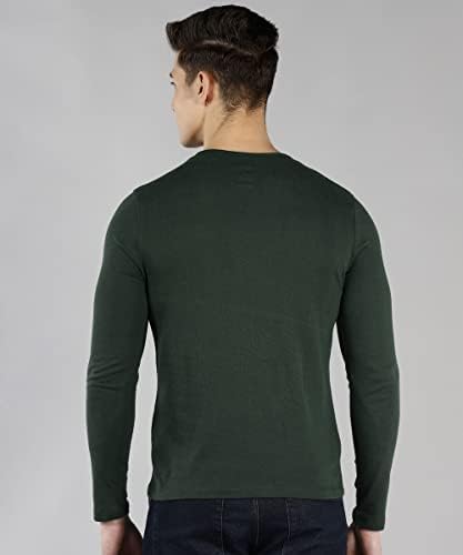 Urbano Fashion Men's Solid Henley Neck Slim Fit Full Sleeve Cotton T-Shirt