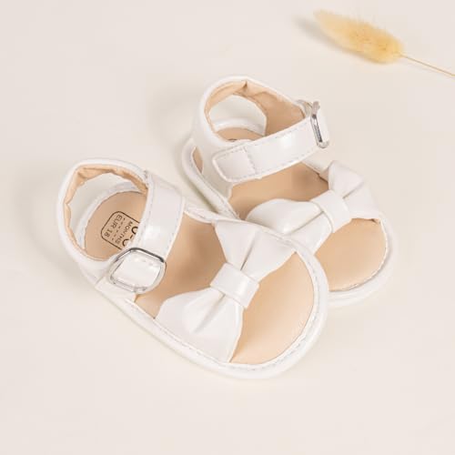 Image of Babelvit Infant Baby Girl Boy Sandals Comfort Premium Summer Outdoor Casual Beach Shoes with Flower Bowknot Anti Slip Rubber Sole Newborn Toddler Prewalker First Walking Shoes