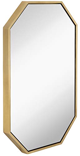 Hamilton Hills 24X36 Inch Octagon Gold Framed Wall Mirror | Large Premium Wooden Mirror For Wall | Floating Bathroom Mirrors For Vanity And Living Room | Hanging Octagonal Mirrors For Wall Decor #TOP9