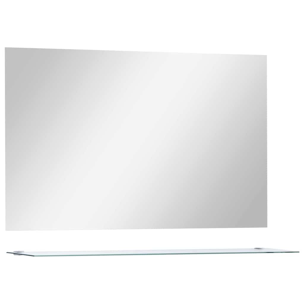 KGHFDVB Wall Mounted Mirror with Shelf 100x60 cm Tempered Glass for Bathroom, Living Room or Bedroom, Minimalist Design with Handy Mirrored Shelf