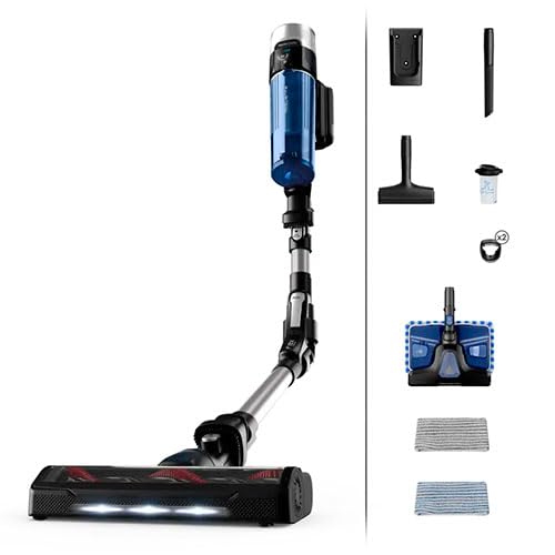 Rowenta X-Force Flex 9.60 Allergy Aqua kabelloser Akku-Stabstaubsauger, herausnehmbarer Akku, Staubsauger kabellos bis zu 45 Min. Laufzeit, kompakt, Flex-Gelenk, blau-schwarz, RH20C4WO