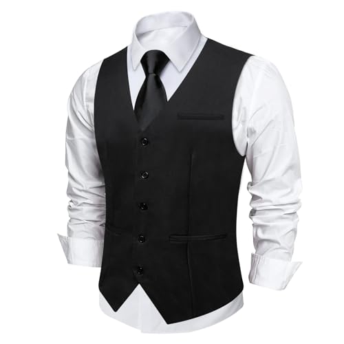DiBanGu Men's Formal Suit Vest Solid Business Vest Slim Fit V-Neck Dress Waistcoat for Suit or Tuxedo Wedding Party2