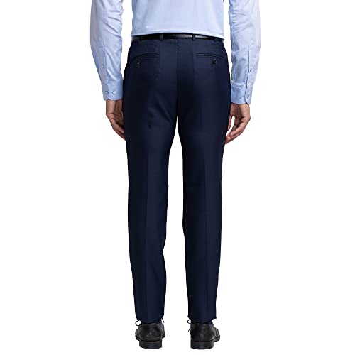 Image of Raymond Men's Poly Viscose Blend Structure Pattern Slim Fit Flat Front Formal Trouser