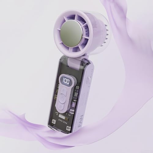 Ventilador turbo portátil de mano, velocidades ajustables, ventilador de refrigeración plegable 3 en 1, para viajes, senderismo y actividades al aire libre de camping (morado)