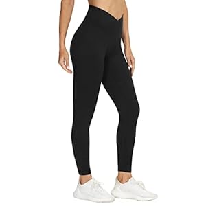 THE GYM PEOPLE Womens’ V Cross Waist Yoga Leggings with High Waisted Tummy Control