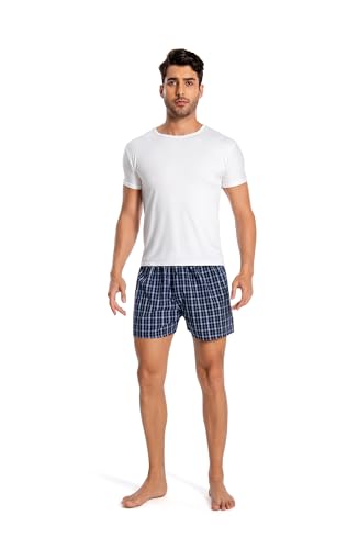 Jveyvth Boxer Shorts Masculino 100% Algodão Clássico Xadrez Tecido Boxers Para Homens Macio Respiráv