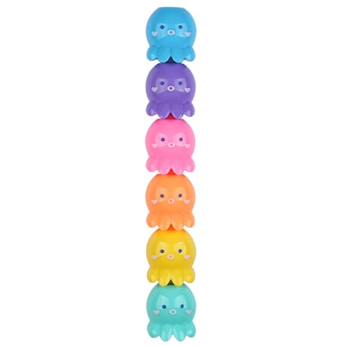 Kit de rotuladores subrayadores, 5 unidades, apilables, con forma de pulpo kawaii, bonitos mini resaltadores para estudiantes, escuela, oficina