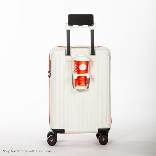 Image of Hard Polycarbonate Luggage Trolley Bag | 8 Wheels 360 Double Spinner Suitcase with Coffee Holder & Mobile Stand | 5 Years Warranty - Arctic Snow, Set of 2 (Cabin+Medium) (54+64 cm)