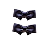Douqu Fashion Removable Black White Red Blue Assorted Color Synthetic Leather Bow Shoe Clips Pair (Black)