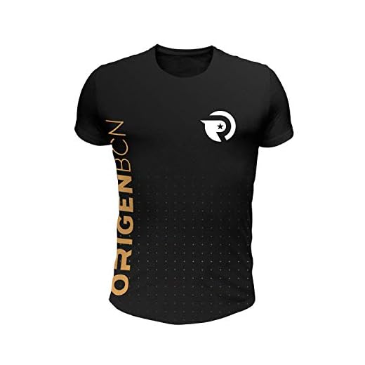 Origen Bcn Deportiva Camiseta, Negro, L para Hombre